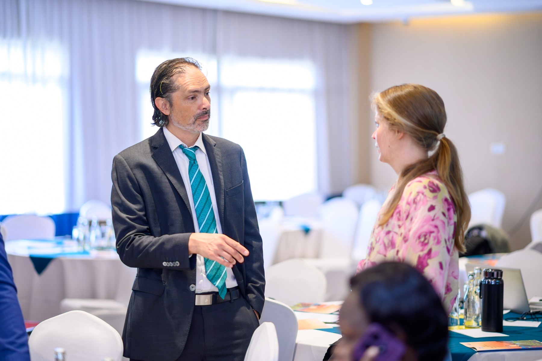 International conference guests networking between sessions