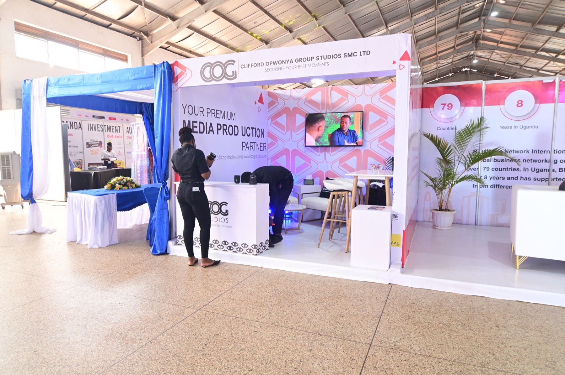 COG Studios media production exhibition booth prepared for visitors