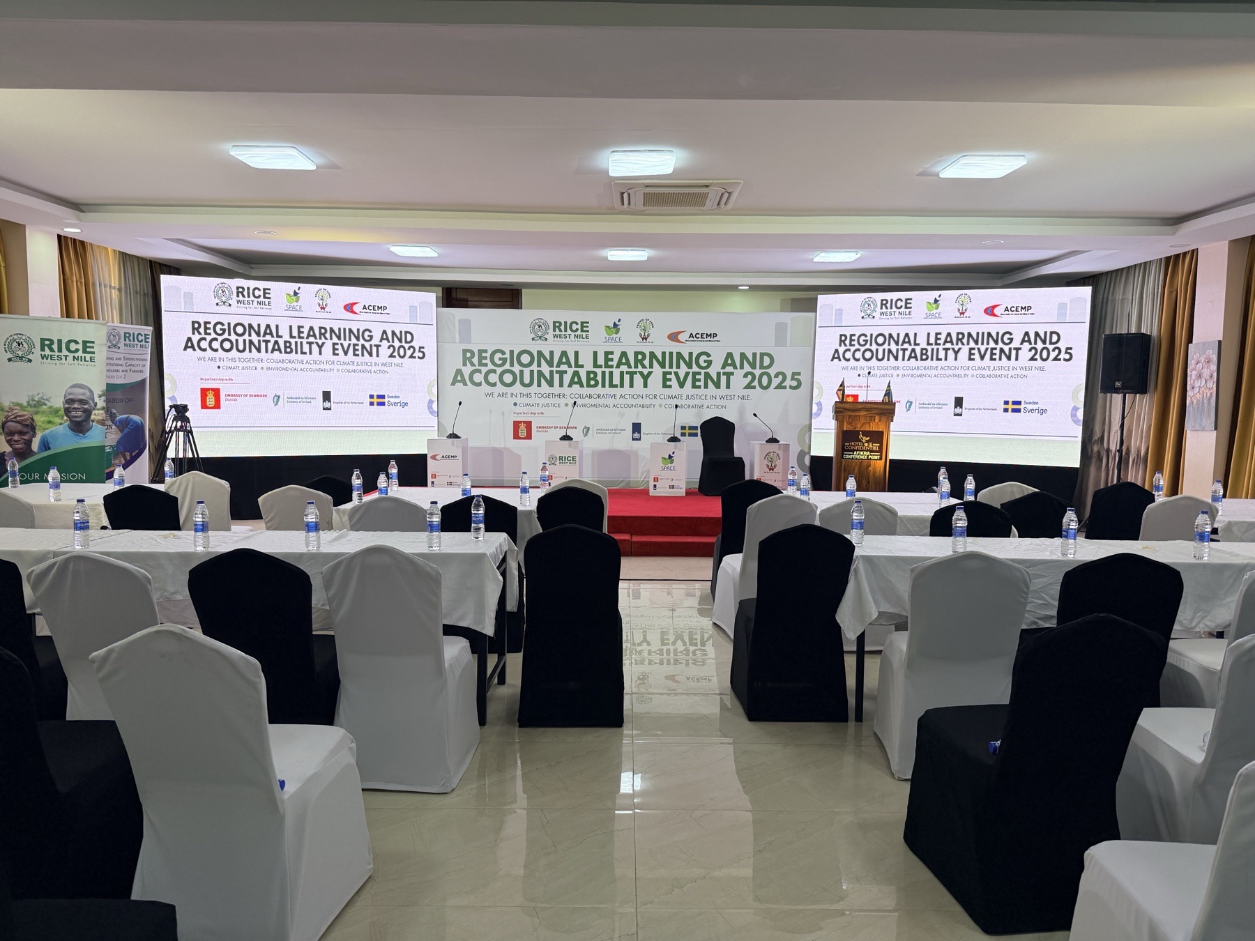 Regional Learning and Accountability Event conference stage prepared for delegates