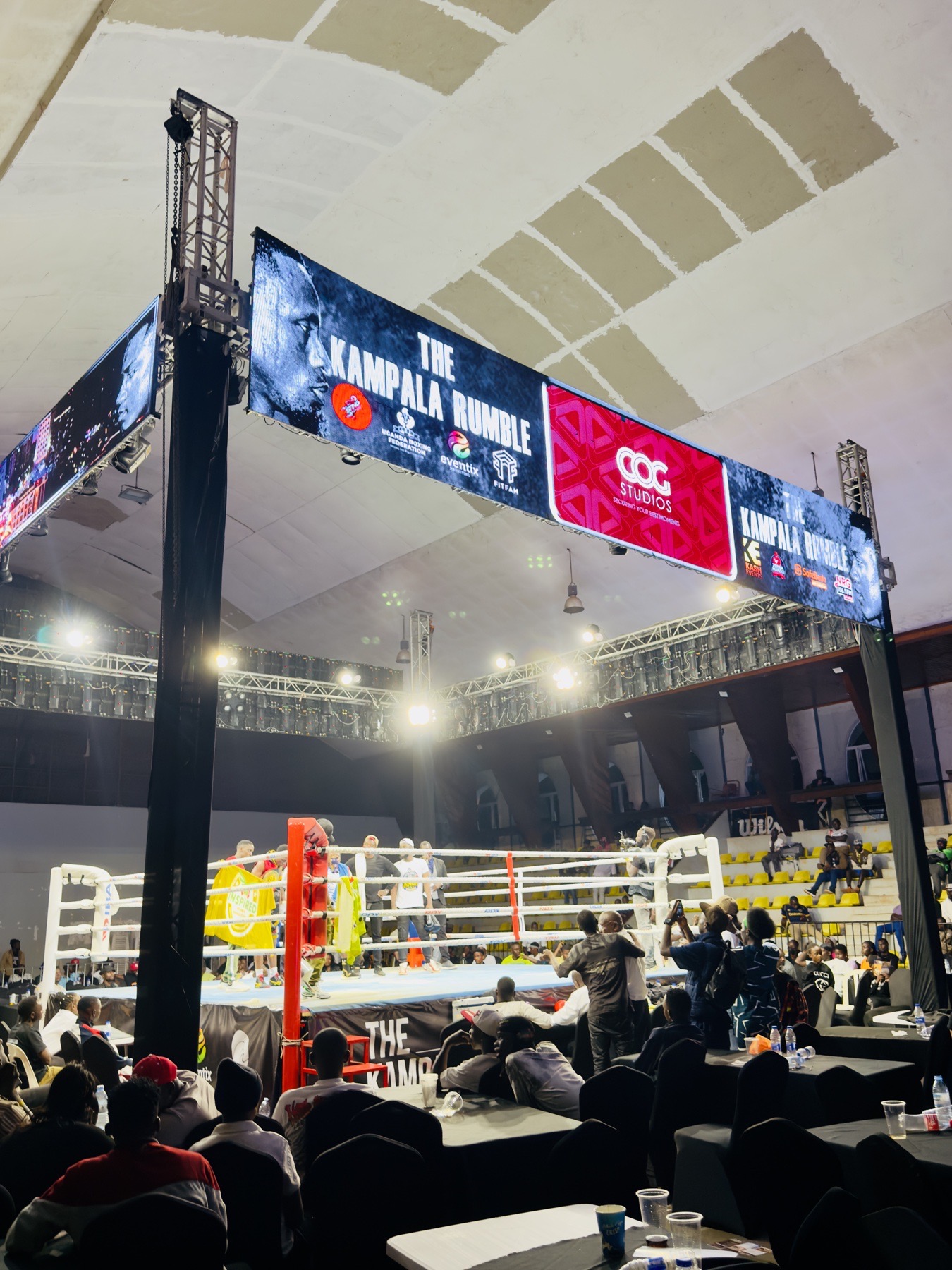 Kampala Rumble boxing event with LED screens and arena production