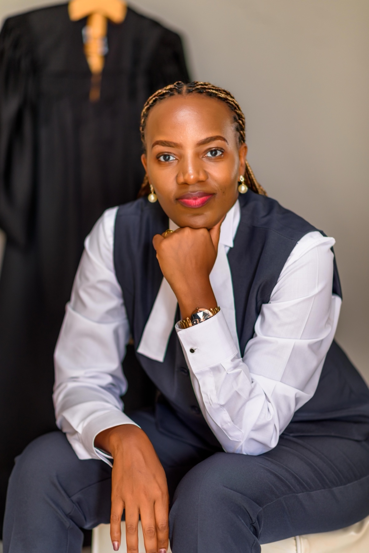 Businesswoman seated in professional attire